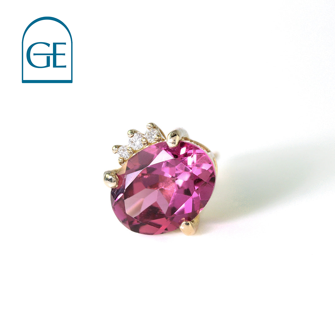 【即日発送】ロードライトガーネット×ダイヤモンド K10ピアス(片耳)・オルシェ