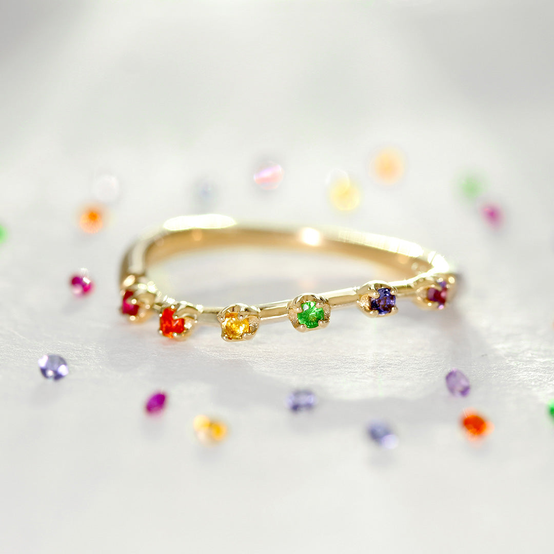 【即日発送】マルチカラージュエル K18リング・デリヴレール