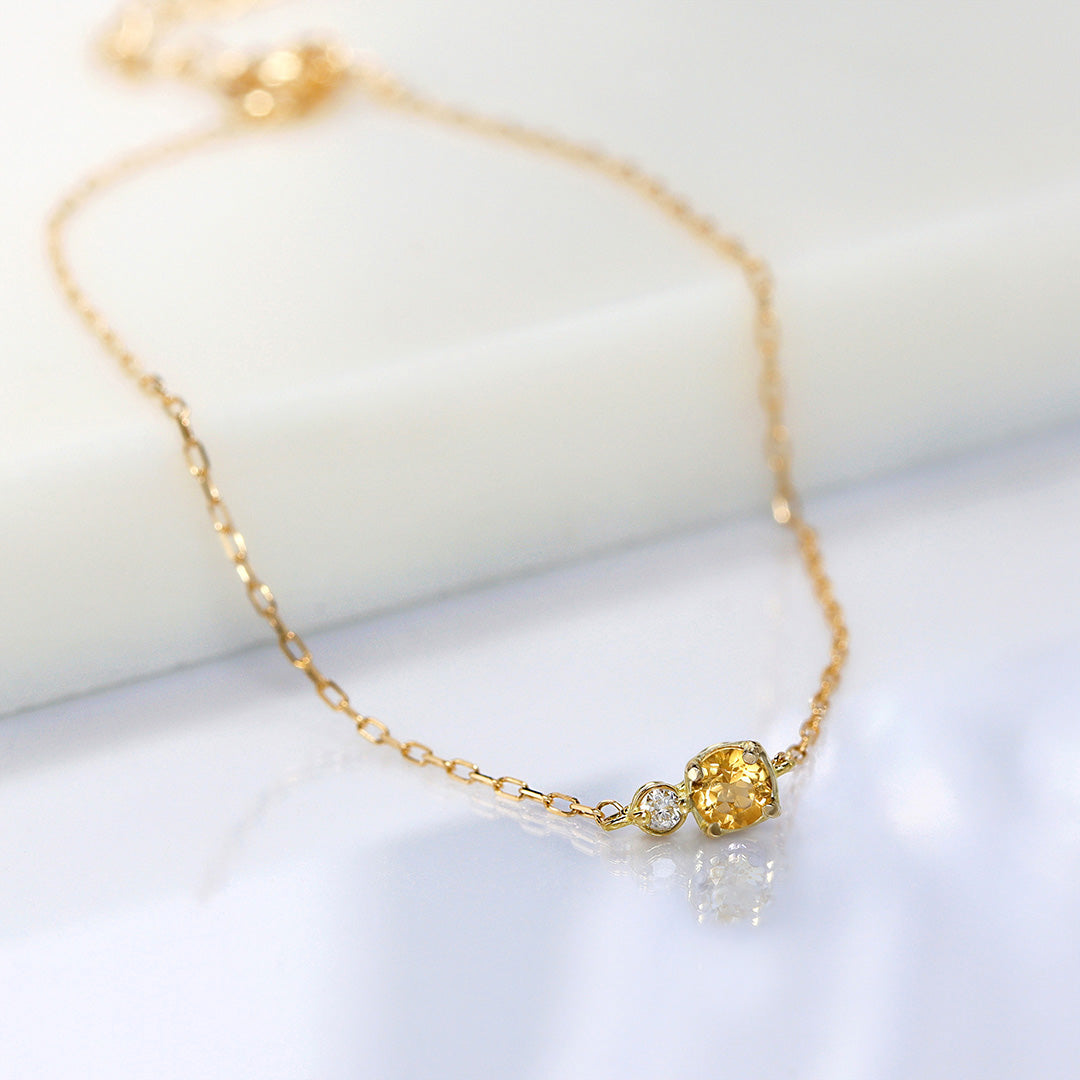 【即日発送】シトリン×ダイヤモンド K10ブレスレット・リゼッテ