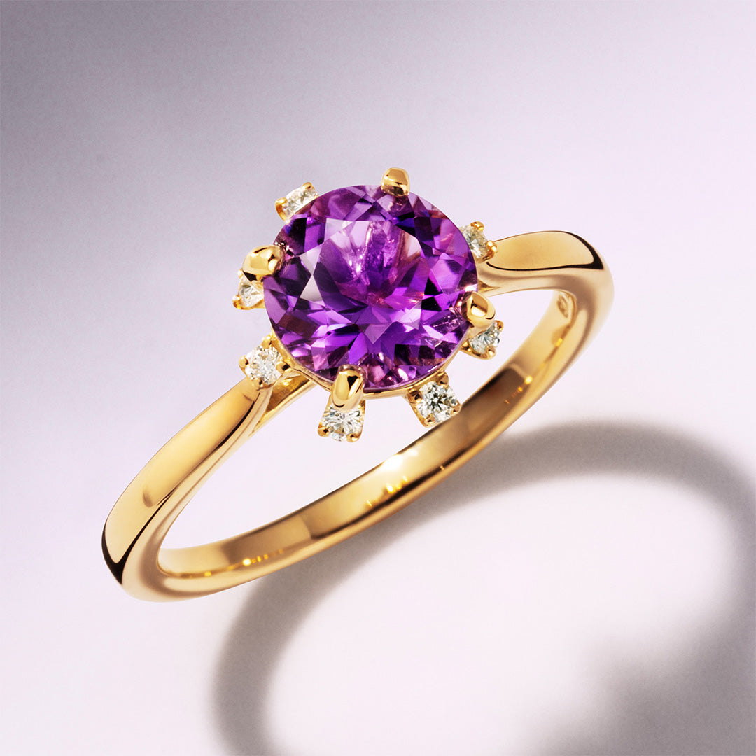 【店舗限定】アメジスト(カシャライ産)×ダイヤモンド K18 リング・ルミリエム