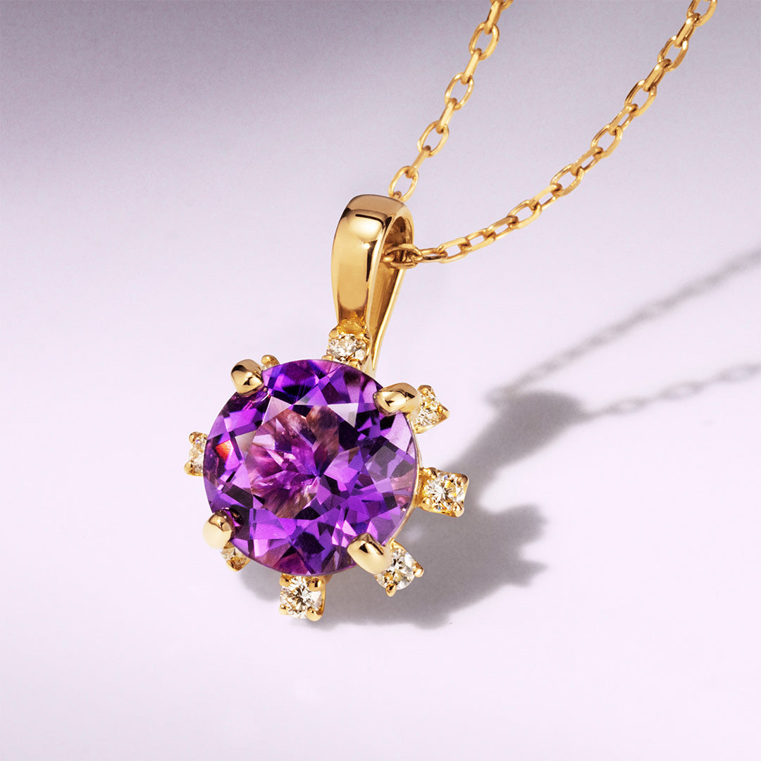 【店舗限定】アメジスト(カシャライ産)×ダイヤモンド K18 ペンダントトップ・ルミリエム