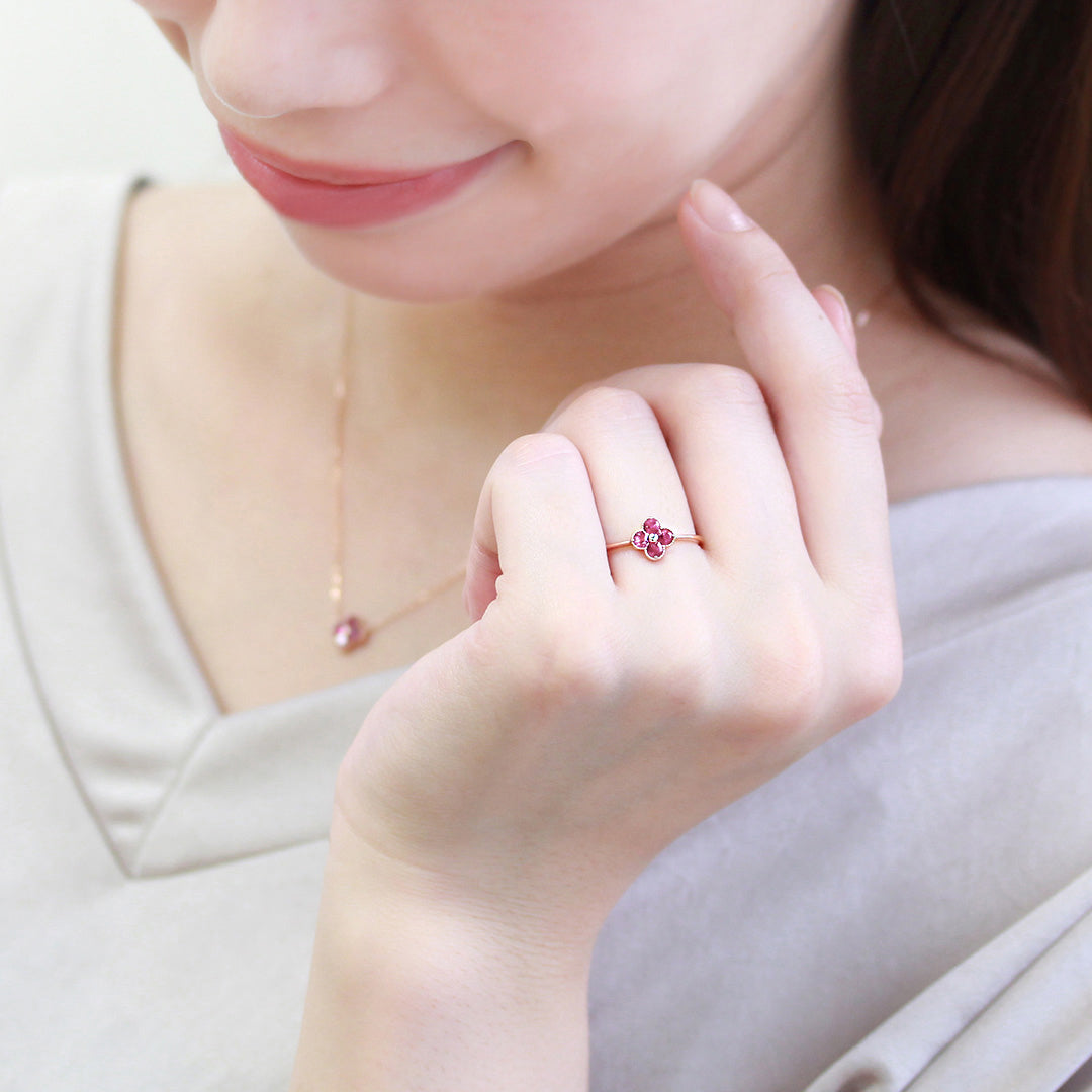 【在庫限り・即日発送】ルベライト K10/K18リング・アナイス