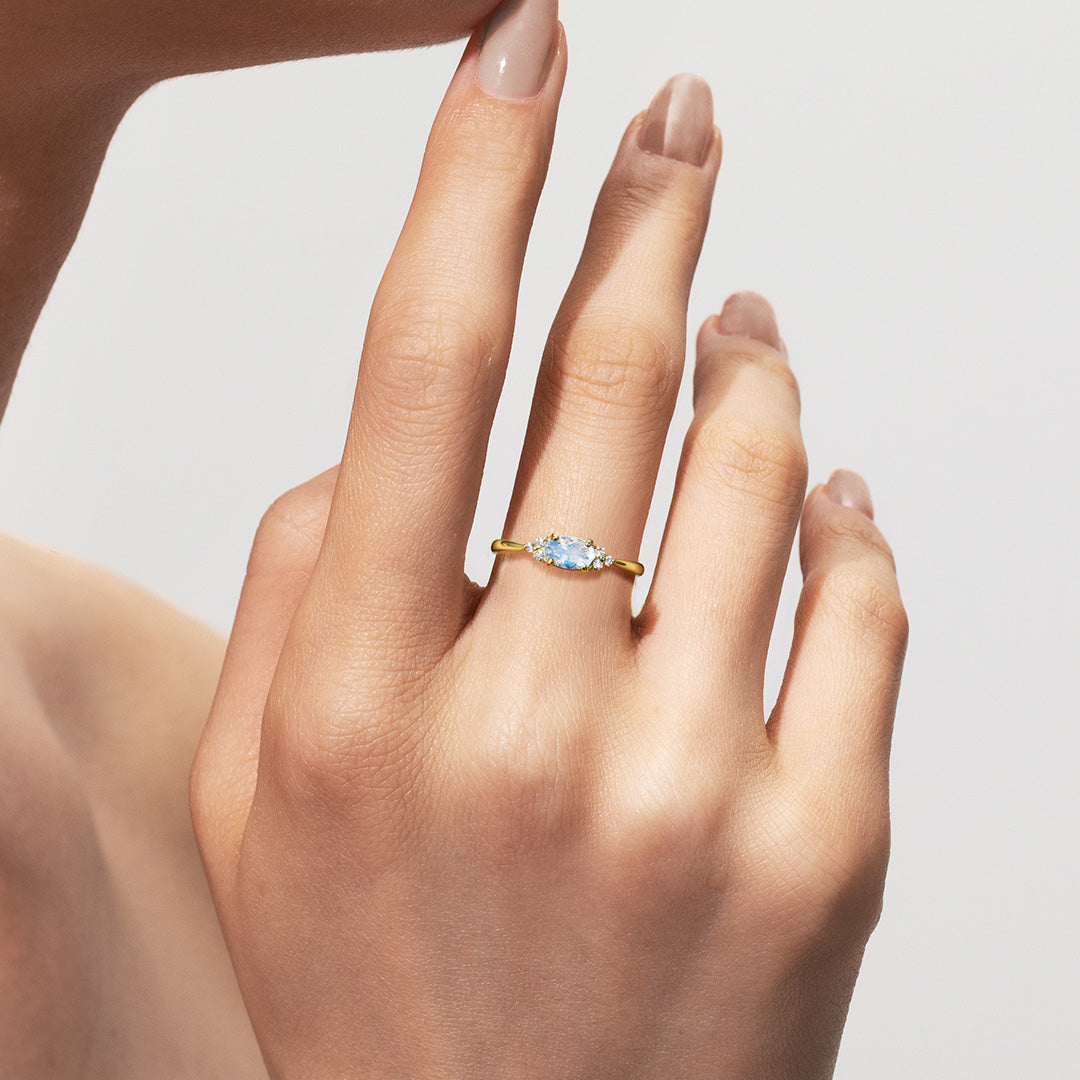 ロイヤルブルームーンストーン×ダイヤモンド K10/K18/PTリング・フラヴィ