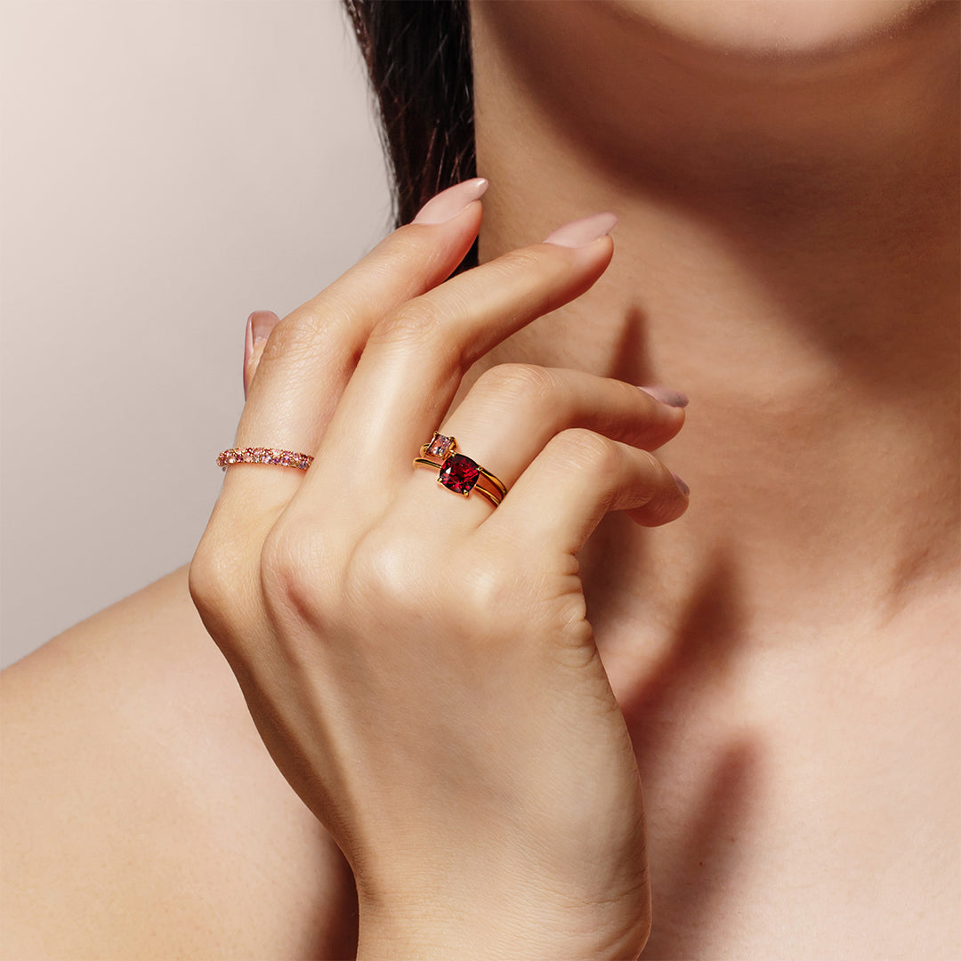 【即日発送】ガーネット K10/K18/PTリング・セラム