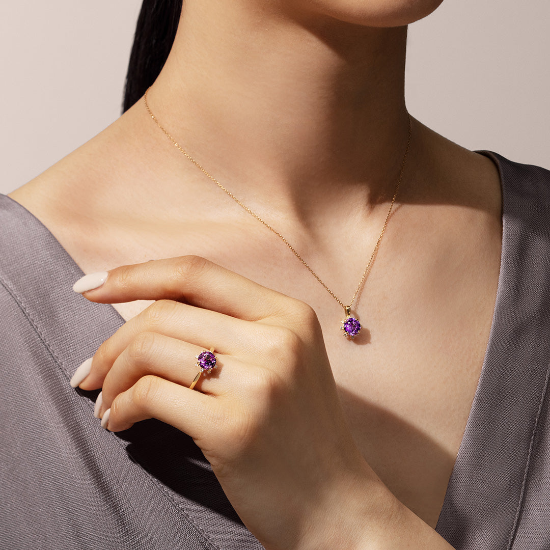 【店舗限定】アメジスト(カシャライ産)×ダイヤモンド K18 リング・ルミリエム