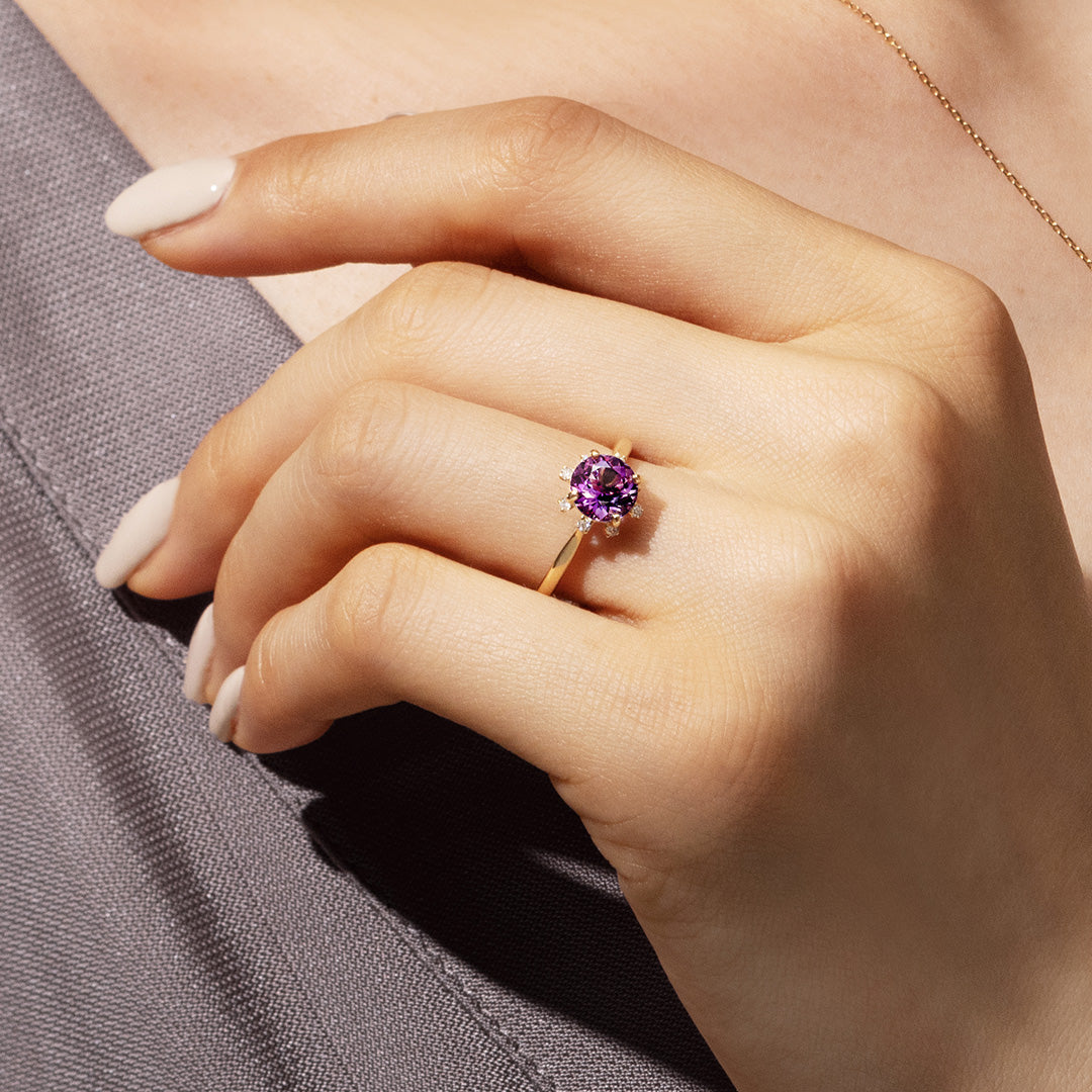 【店舗限定】アメジスト(カシャライ産)×ダイヤモンド K18 リング・ルミリエム