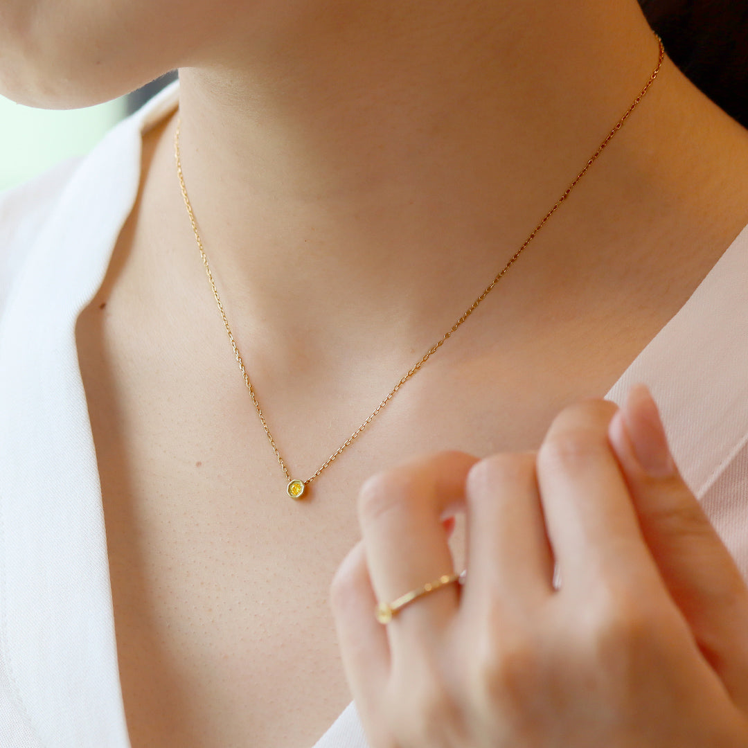 イエローダイヤモンド K18/PTネックレス・アン