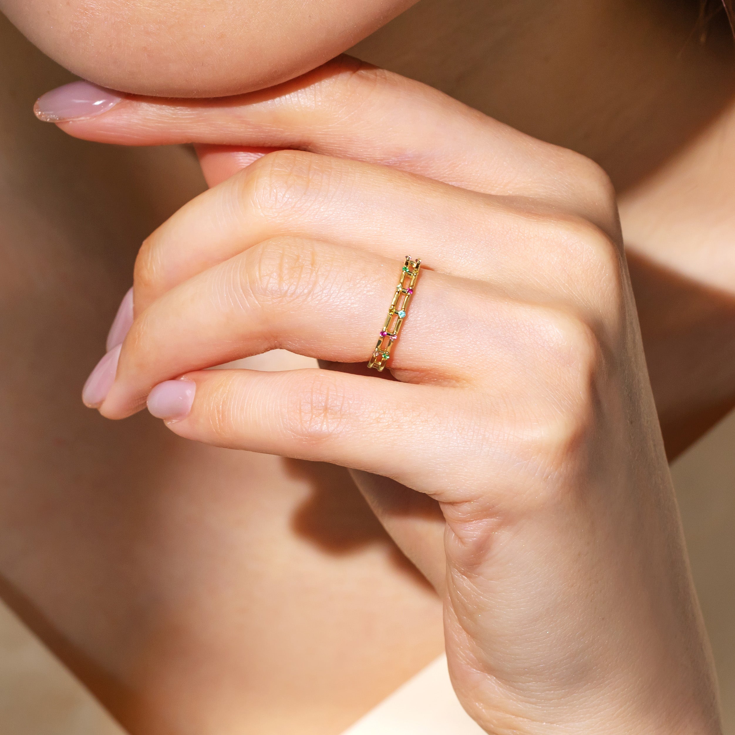 【即日発送】マルチカラージュエル K18/K10リング・エマドットS