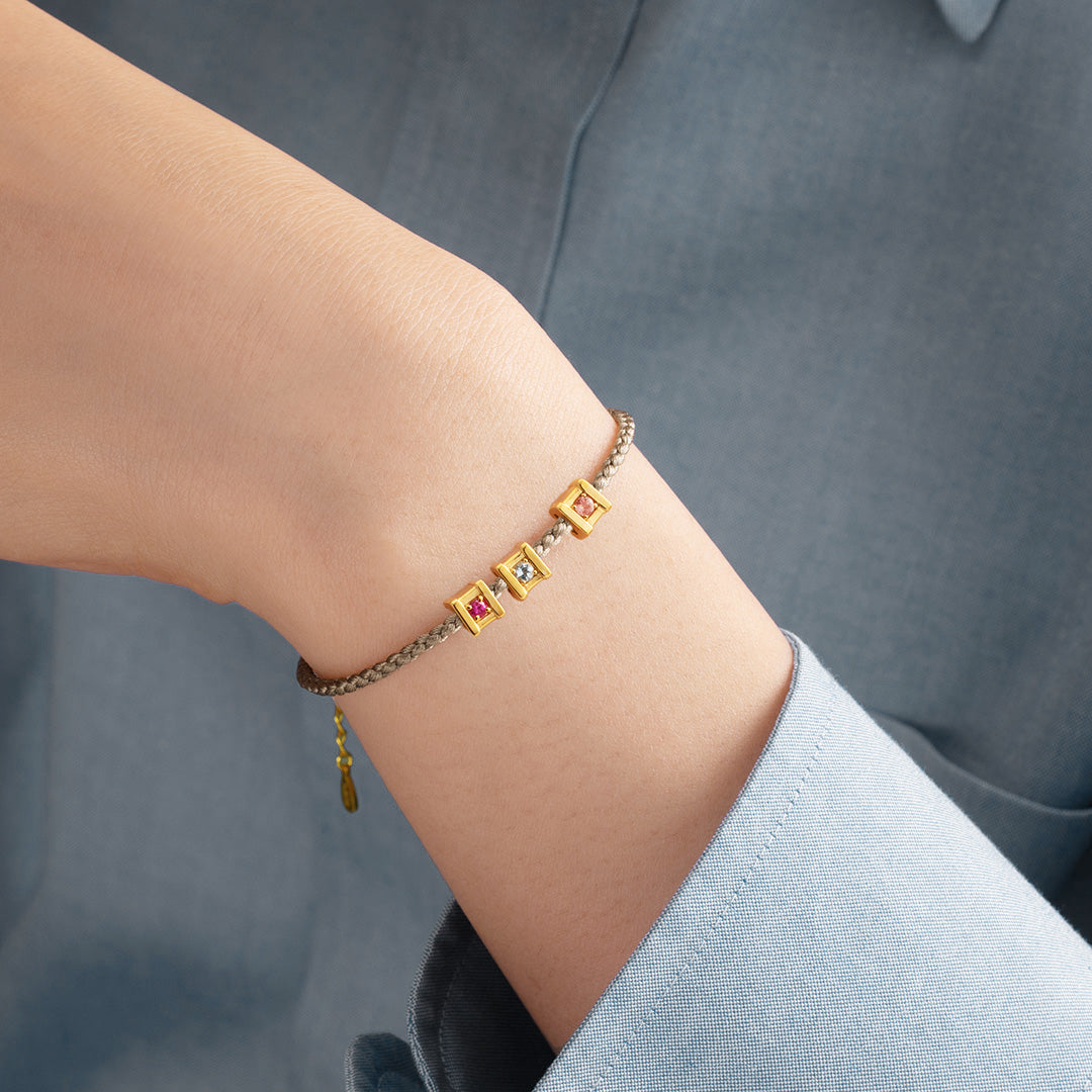 【即日発送】バースストーン SV925コードブレスレット・ジェムキューブ(セット)