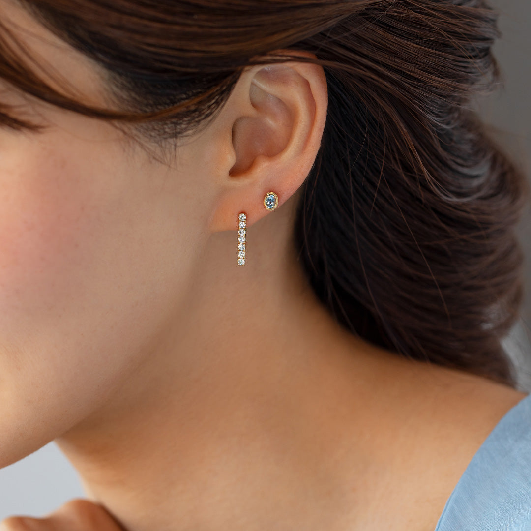 アクアマリン K10/K18/PTピアス(片耳)・セルマン