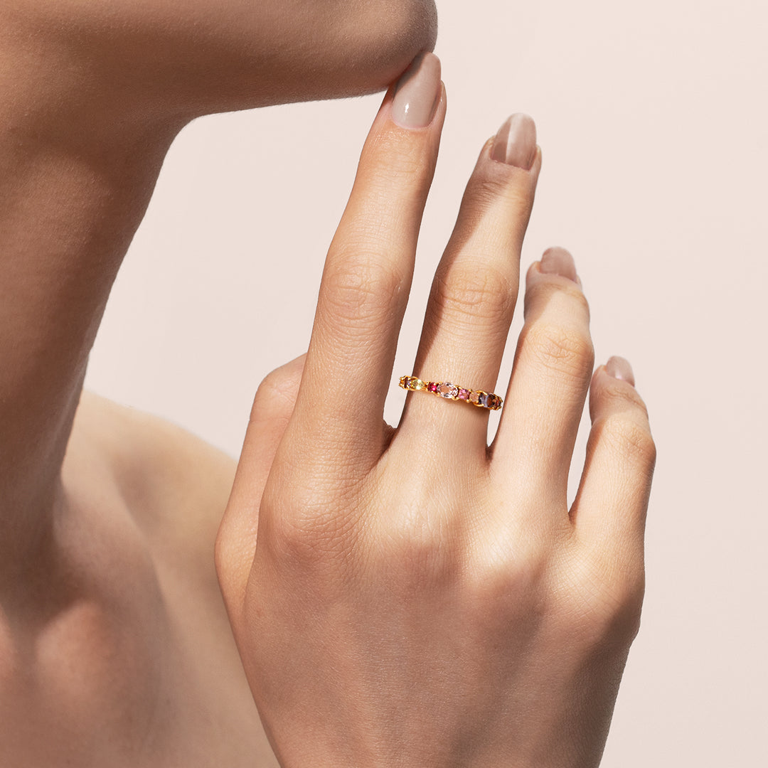 【即日発送】マルチカラージュエル K10/K18/PTリング・パフメ