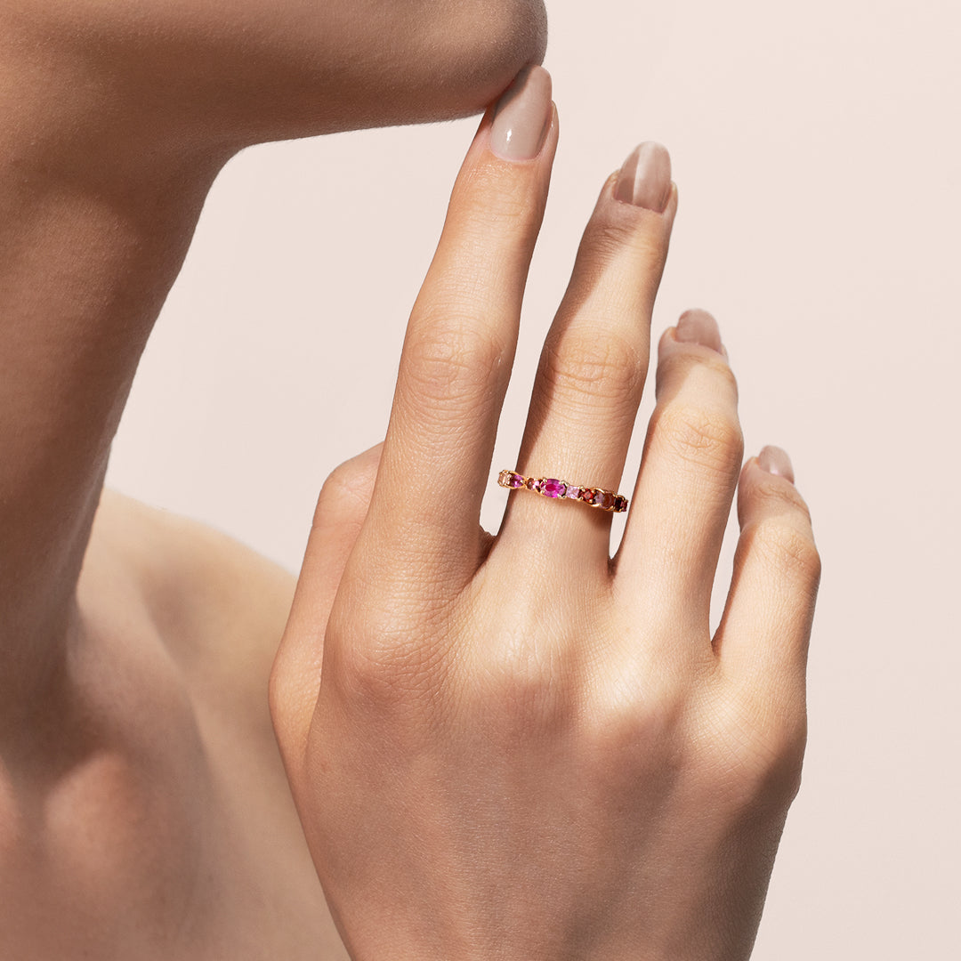 マルチカラージュエル K10/K18/PTリング・ローズパフメ