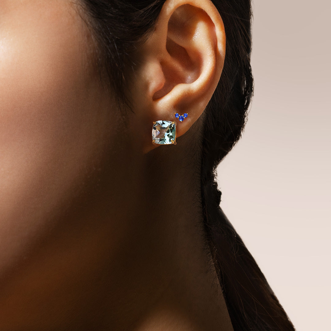 【即日発送】スカイブルートパーズ シルバー925/K18ピアス(片耳)・セラムL