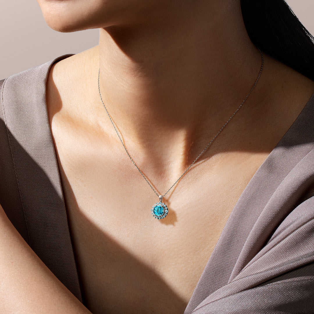 【GINZA SIX店先行販売】ブルージルコン×ブルートパーズ K18/PTペンダントトップ・フロレゾン