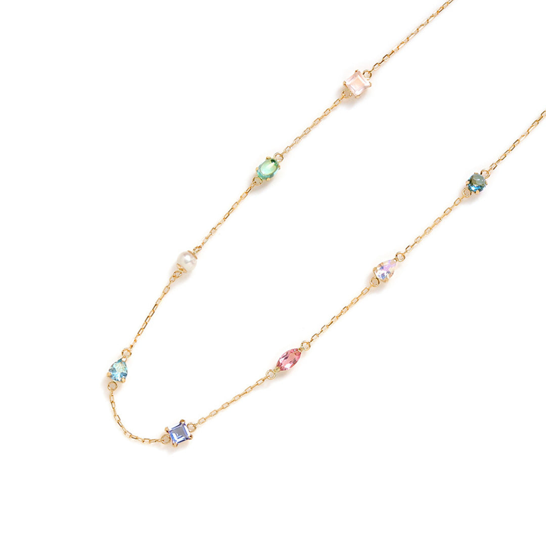 【在庫限り・即日発送】マルチカラージュエル K18ネックレス・スノールナパフメ