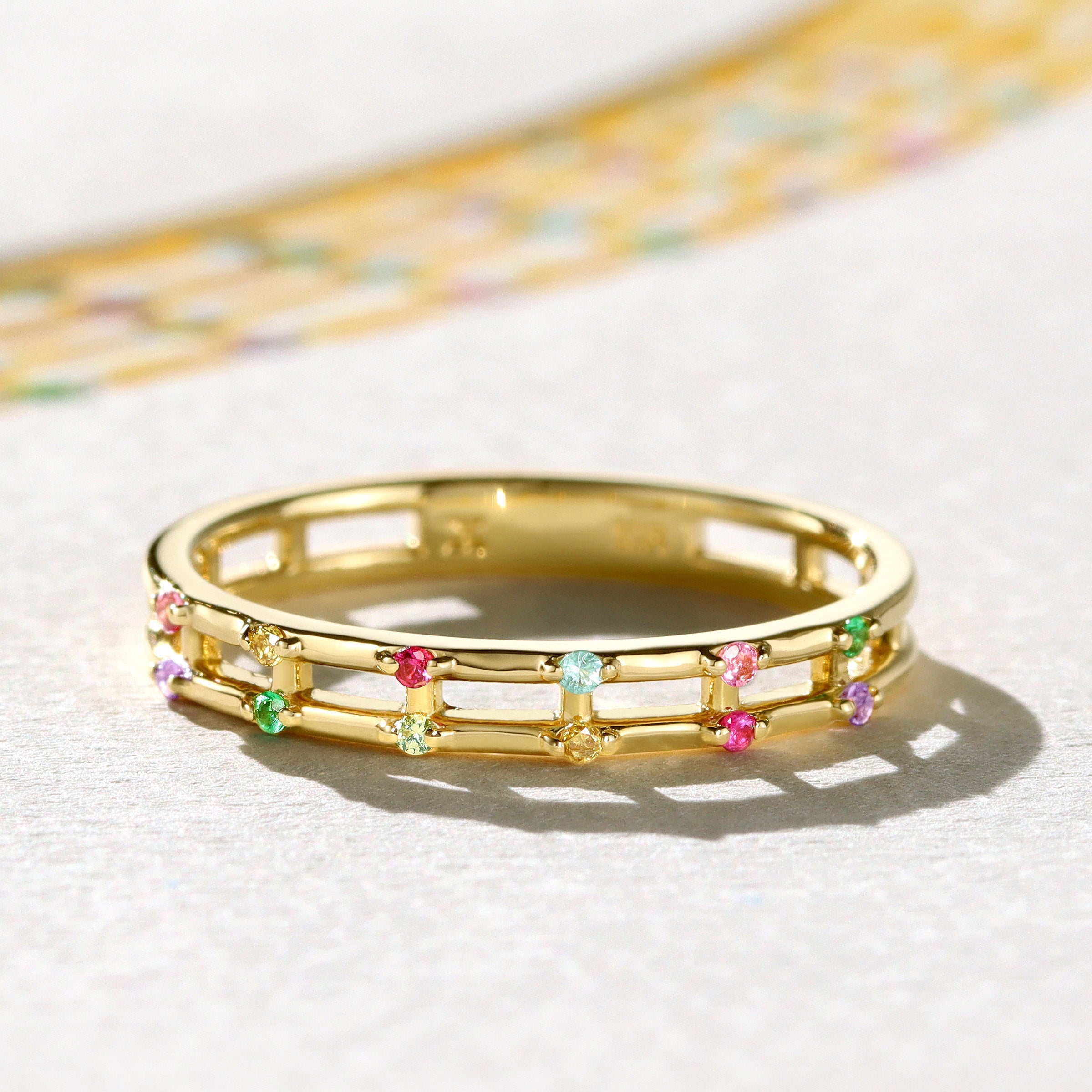 【即日発送】マルチカラージュエル K18/K10リング・エマドットS