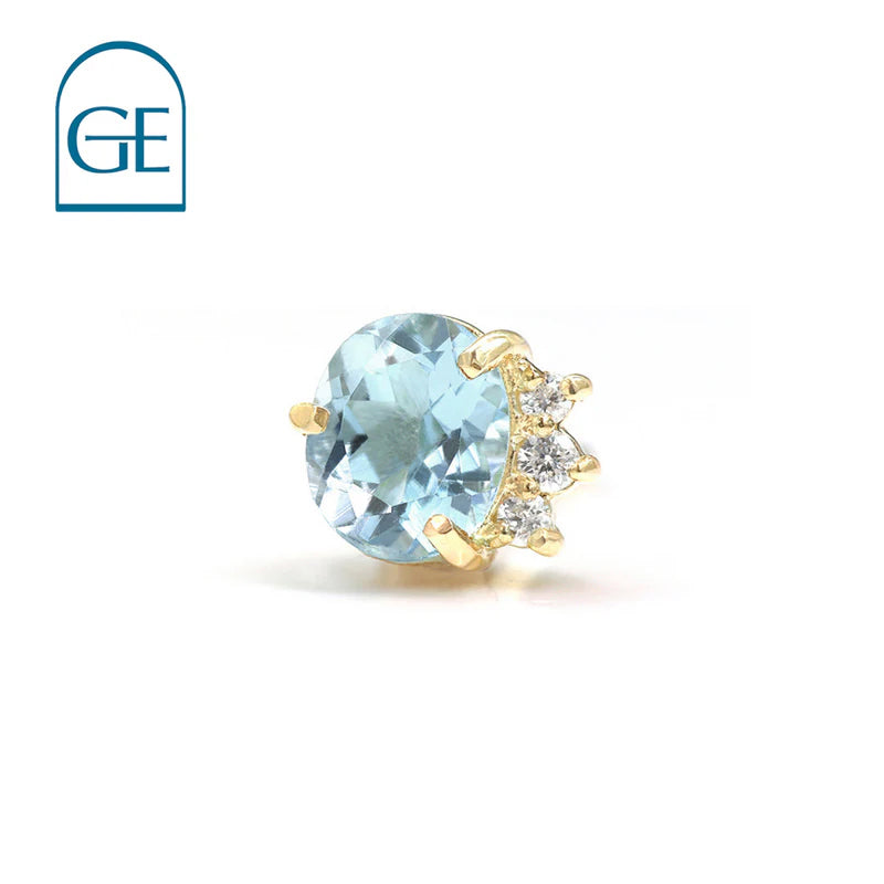 アクアマリン×ダイヤモンド K10ピアス(片耳)・オルシェ