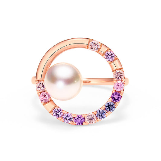 【Tales of Her】あこや真珠×マルチカラージュエル K18リング・パルファシオン