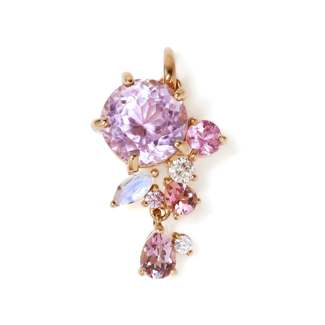 【即日発送】クンツァイト×マルチカラージュエル K18/PTペンダントトップ・サクラベルエゼン