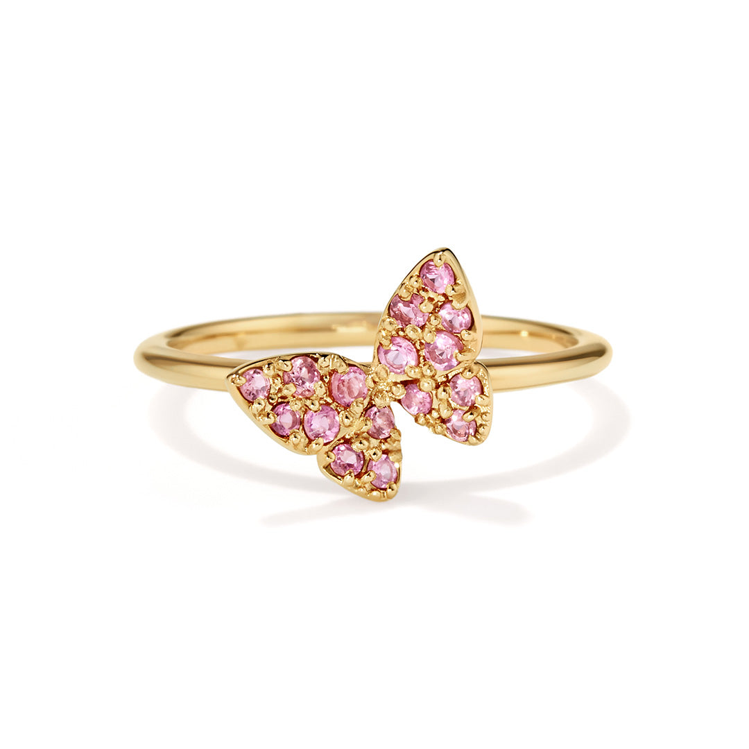 【4/30まで期間限定】ピンクトルマリン K18/K10リング・ブーケパピヨンS