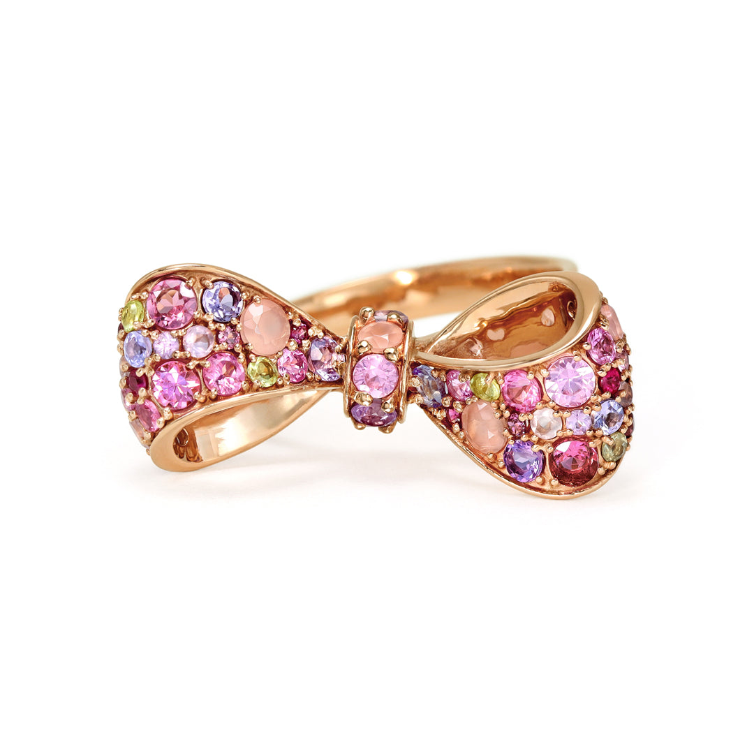 マルチカラージュエルK18/PT リング・サクラリュバン