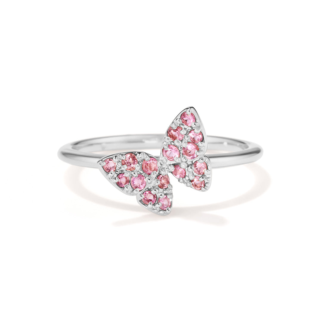 【4/30まで期間限定】ピンクトルマリン K18/K10リング・ブーケパピヨンS