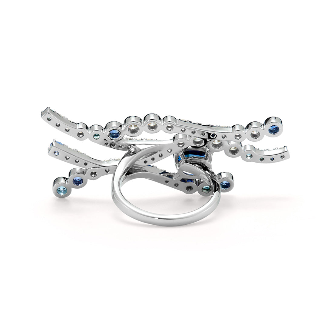 【Tales of Her・京都店限定】ブルーサファイア×マルチカラージュエル PTリング・セラヴェルプリンシパル