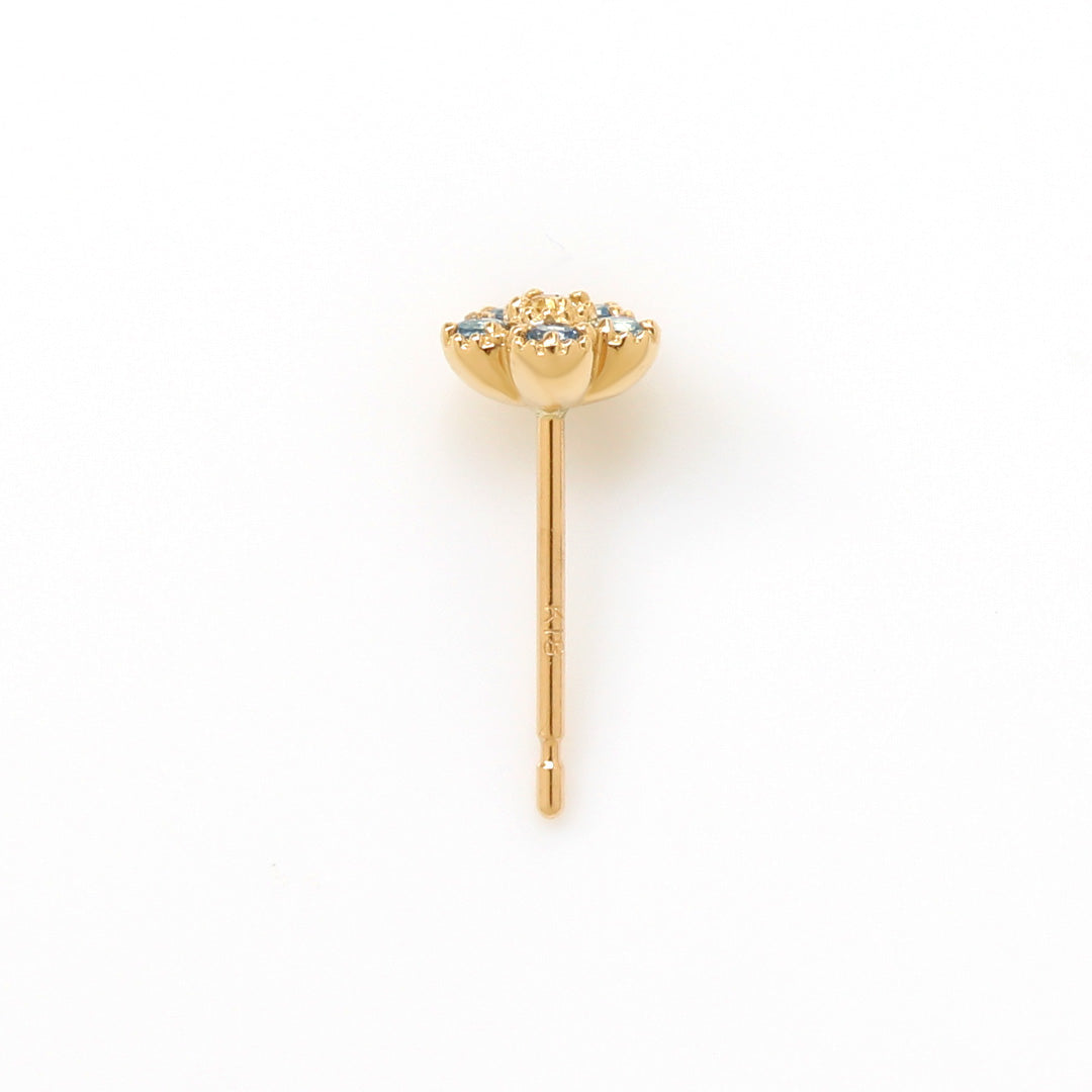 【即日発送】アクアマリン×イエローサファイア K18ピアス(片耳)・パルテール