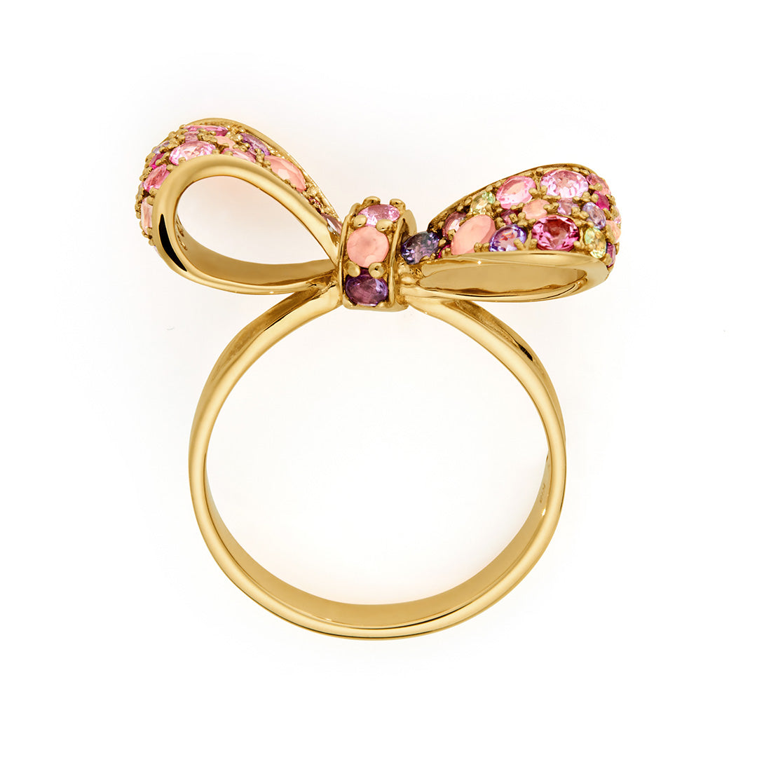 マルチカラージュエルK18/PT リング・サクラリュバン