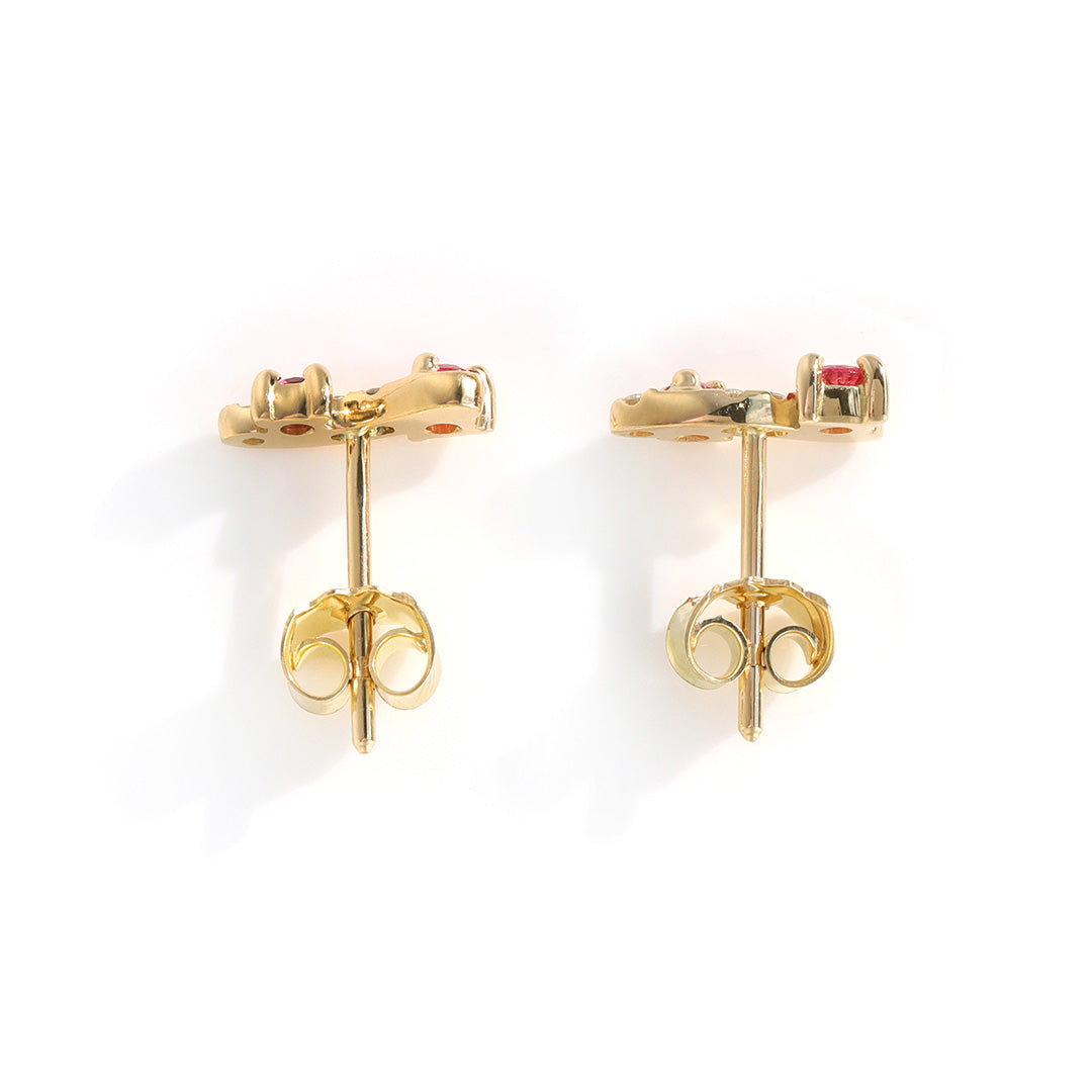 【在庫限り・即日発送・BIZOUX×Studio28】マルチカラージュエル×K18イエローゴールドピアス(片耳)・サクラ