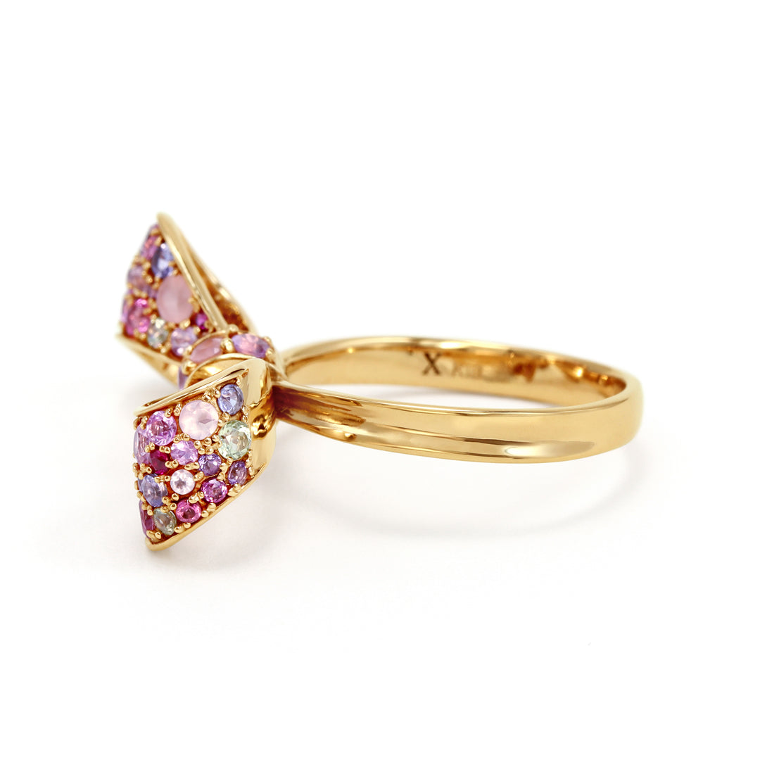 マルチカラージュエルK18/PT リング・サクラリュバン