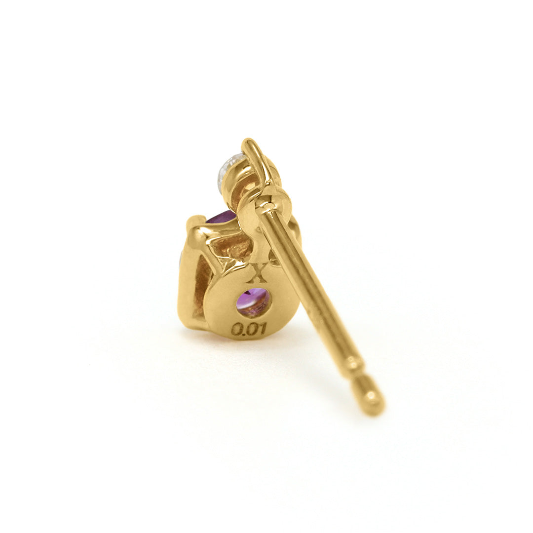 【即日発送】アメジスト K10/K18/PTピアス(片耳)・リゼッテ