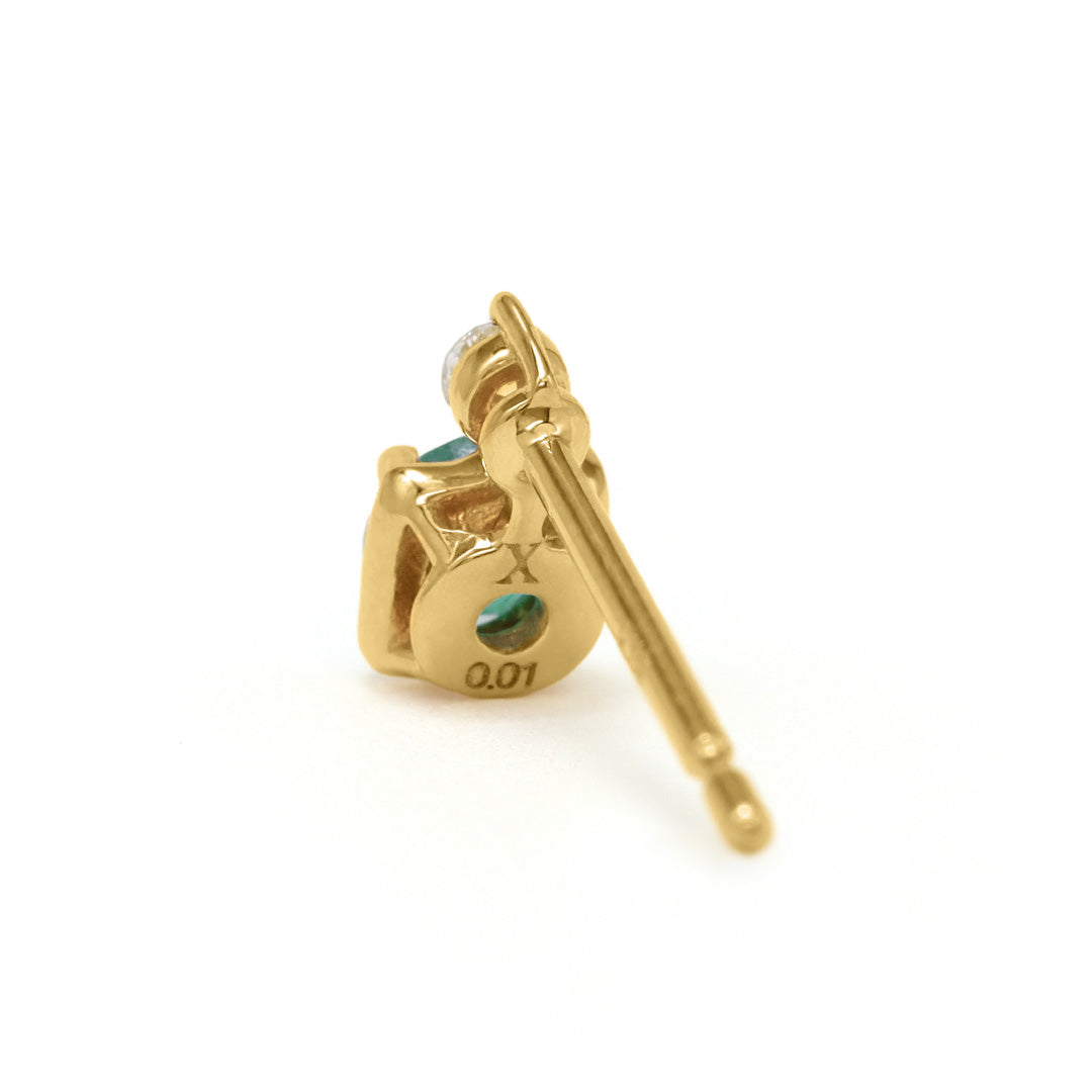 【即日発送】エメラルド K10/K18/PTピアス(片耳)・リゼッテ
