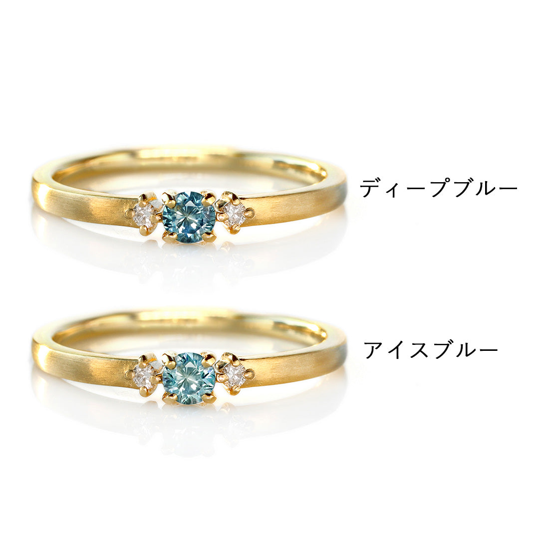 【10月31日まで期間限定】モンタナサファイア(ブルー)×ダイヤモンド K18/PTリング・リュシル