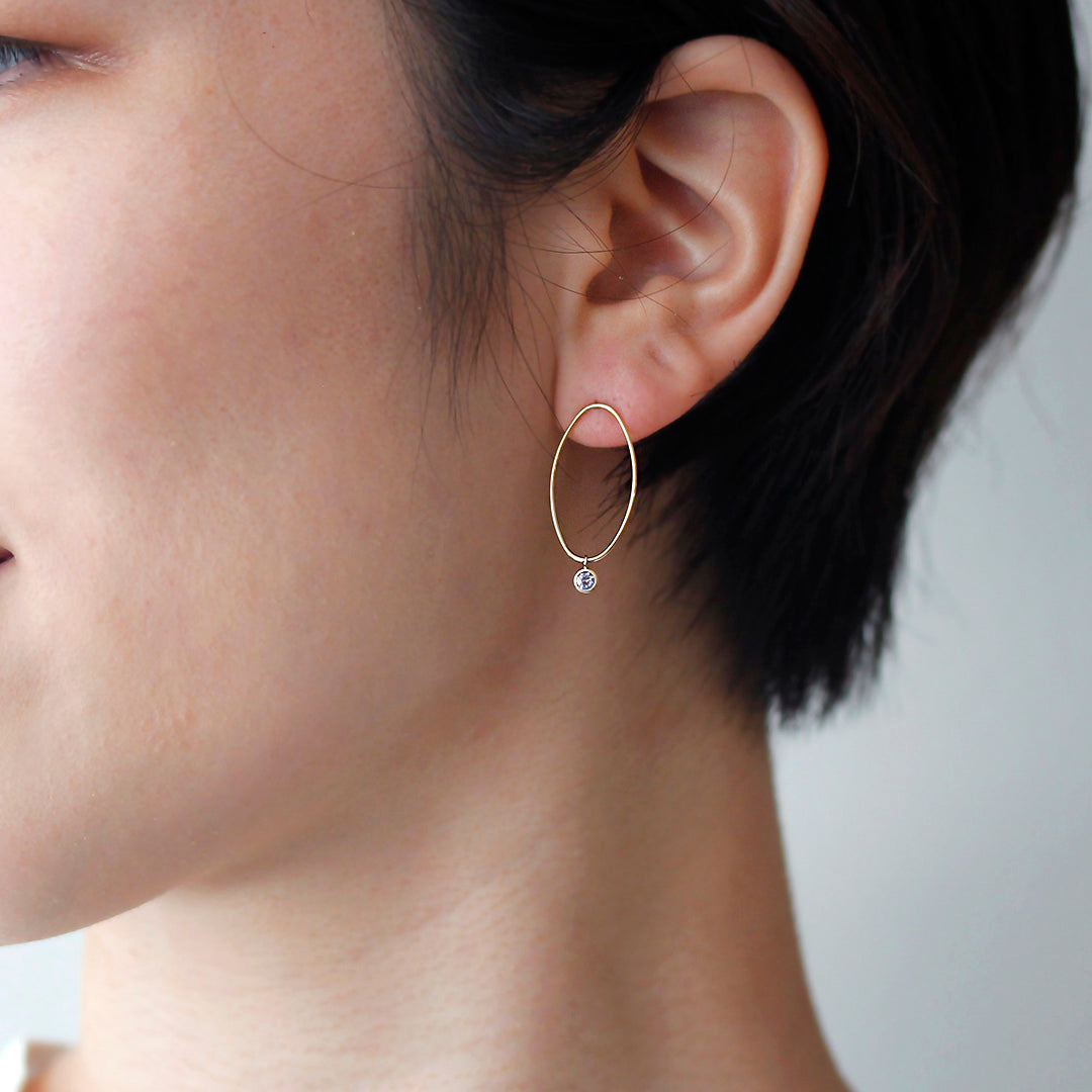 【在庫限り・即日発送】タンザナイトK10ピアス・エリプス