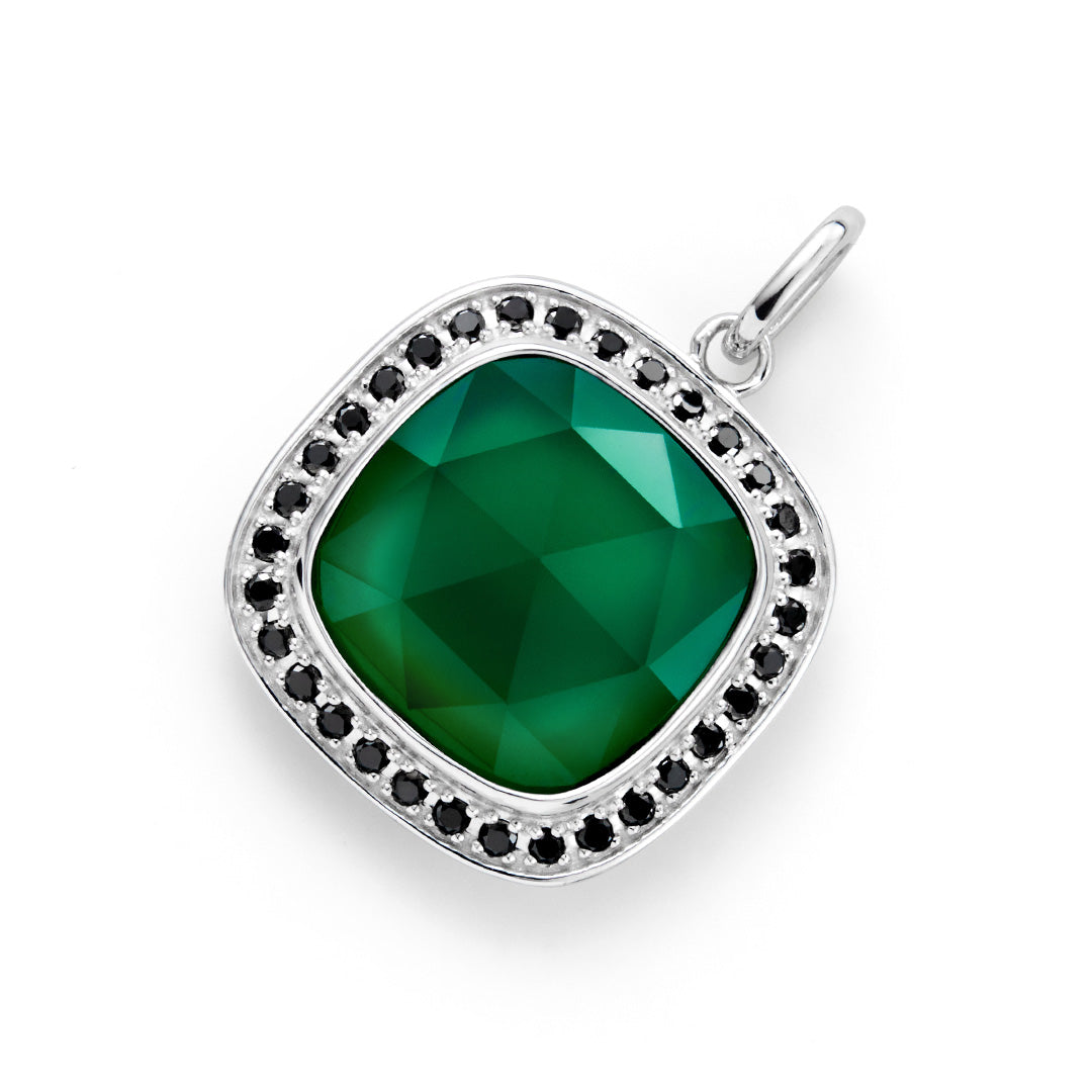 【即日発送】3カラーストーン×ブラックダイヤ SV925 ペンダントトップ・ジオメアヘイロー