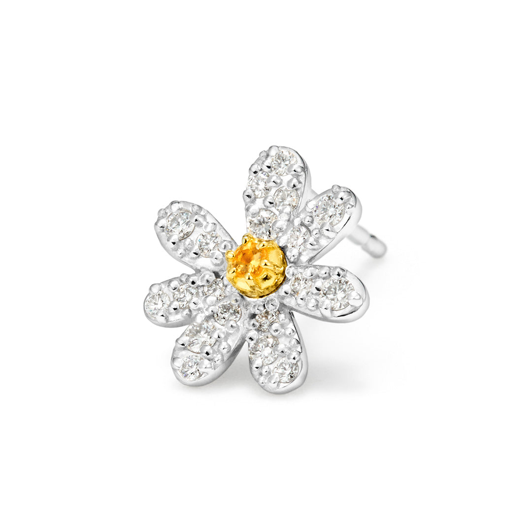 【即日発送】ダイヤモンド×シトリン K18×PTピアス/イヤリング(片耳)・フルールS