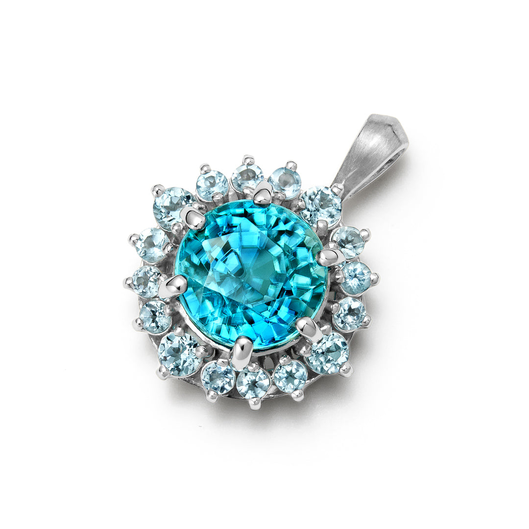 【GINZA SIX店先行販売】ブルージルコン×ブルートパーズ K18/PTペンダントトップ・フロレゾン