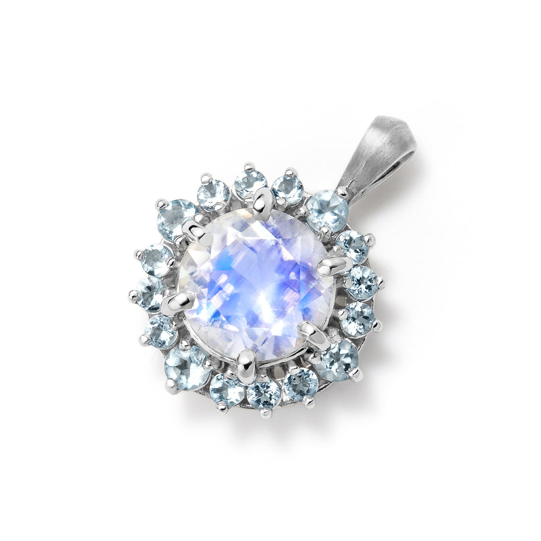 【GINZA SIX店先行販売】ロイヤルブルームーンストーン×アクアマリン K18/PTペンダントトップ・フロレゾン