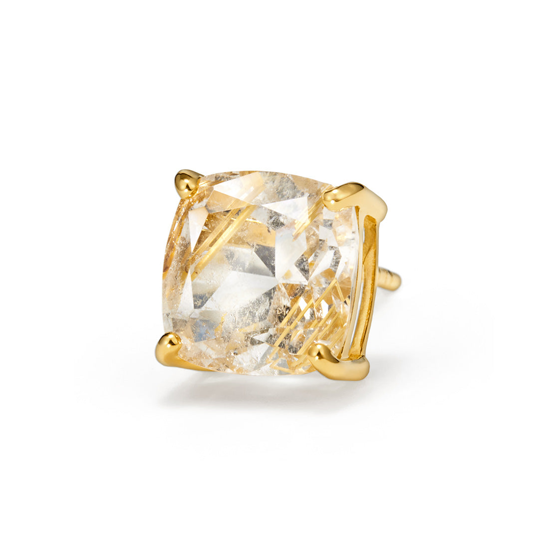 【即日発送】ルチルクォーツ シルバー925/K18ピアス(片耳)・セラムL