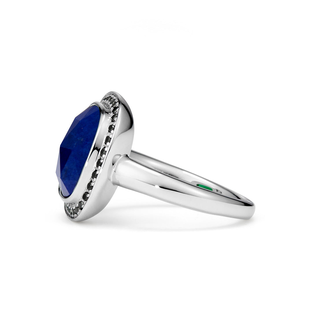 【即日発送】3カラーストーン×ブラックダイヤ SV925 リング・ジオメアヘイロー