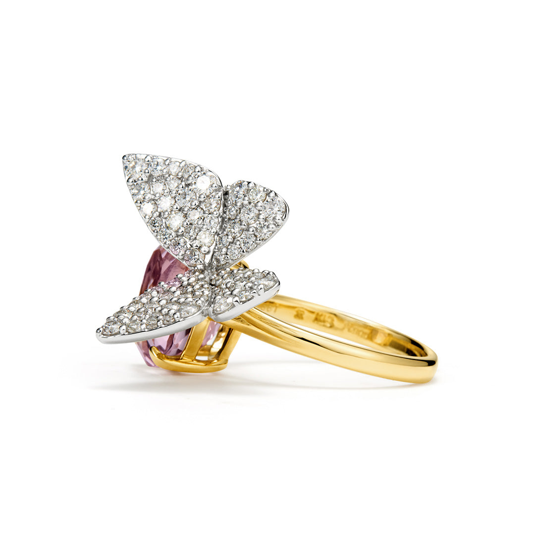 【店舗限定】クンツァイト K18/PT リング・ブーケパピヨンプリンシパル