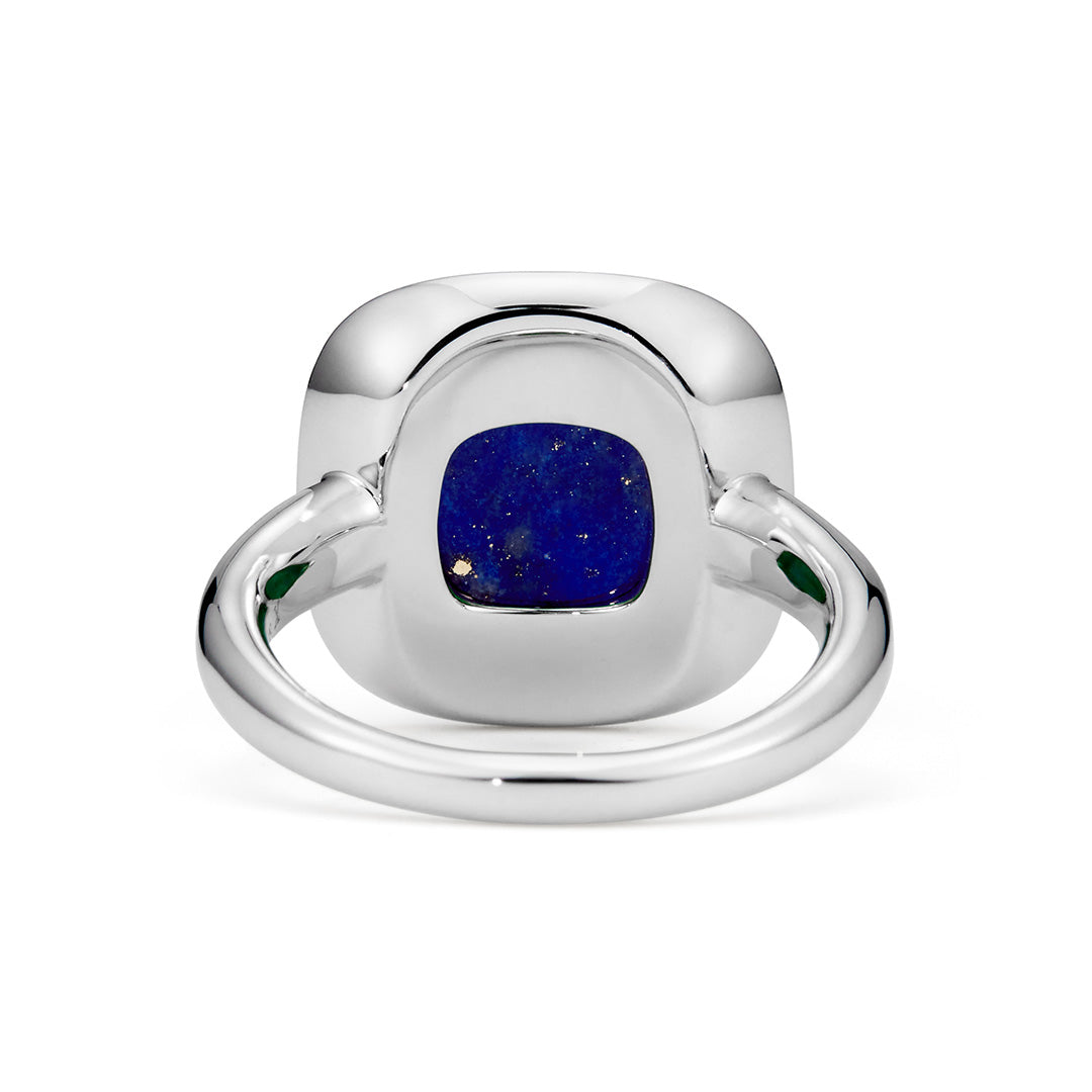 【即日発送】3カラーストーン×ブラックダイヤ SV925 リング・ジオメアヘイロー