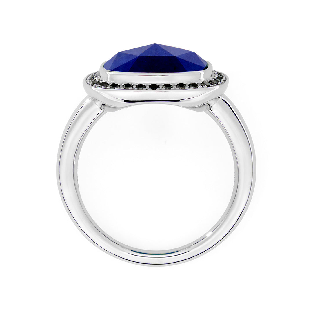 【即日発送】3カラーストーン×ブラックダイヤ SV925 リング・ジオメアヘイロー