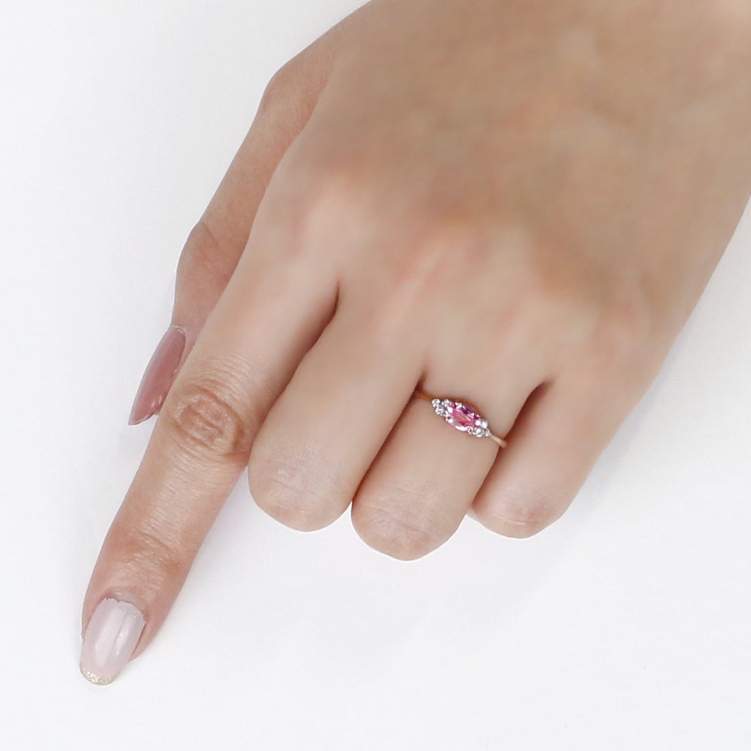 【在庫限り・即日発送】モルガナイト(アフリカ産)×ダイヤモンドK10/K18/PTリング・フラヴィ
