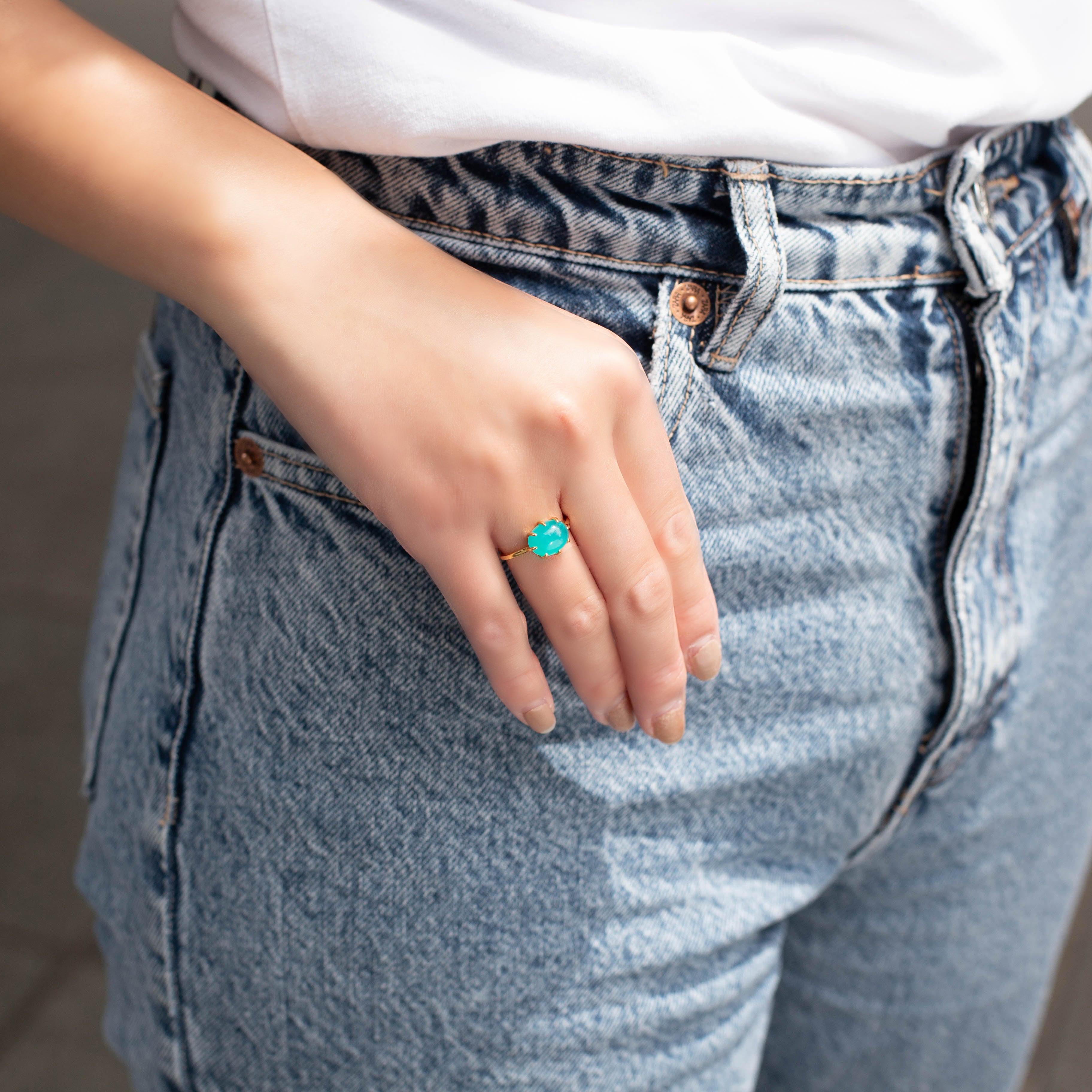 アマゾナイト(ペルー産)K18/PTリング・セパージュ