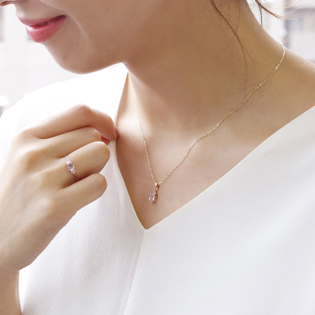 モルガナイト×ダイヤモンドK10/K18/PTペンダントトップ・フラヴィ