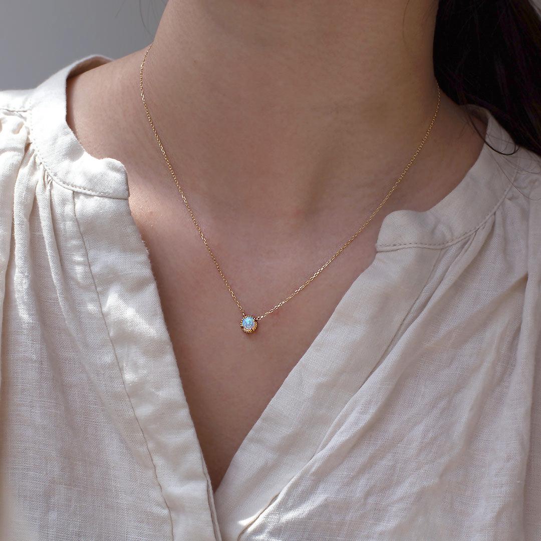 【在庫限り・即日発送】オパール(オーストラリア産) K10ネックレス・エキューム