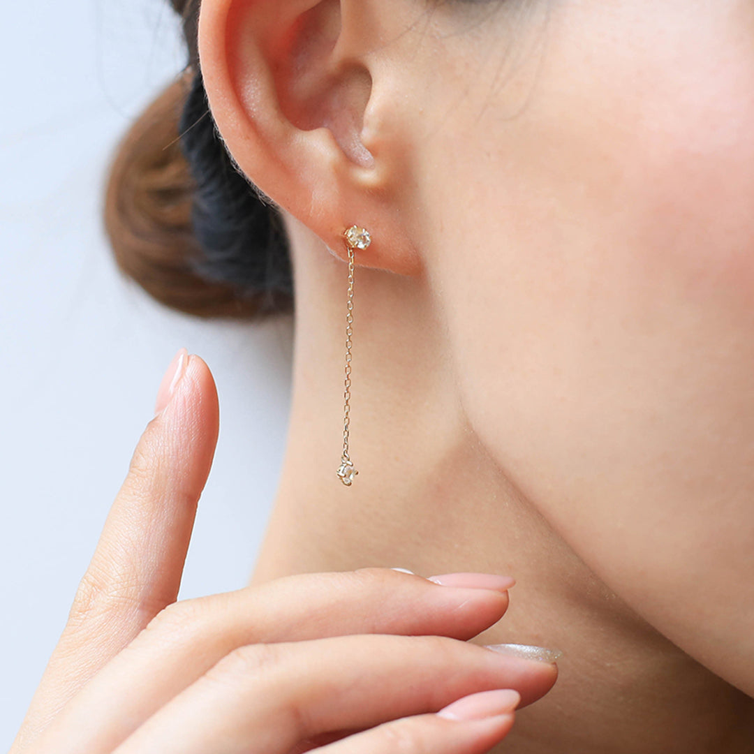 【在庫限り・即日発送】ブルームーンストーン K18 ピアスチャーム(片耳)・スウィング