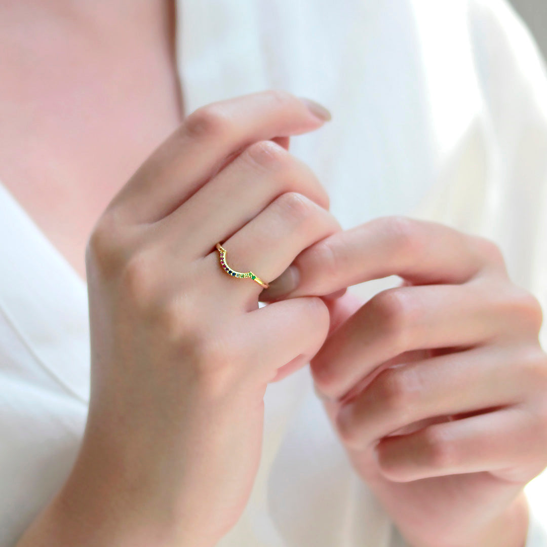 【在庫限り・即日発送】マルチカラージュエル K18リング・ベルソー